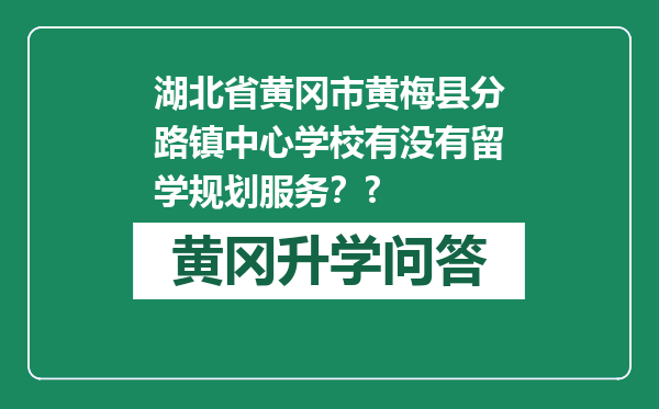 湖北省黄冈市黄梅县分路镇中心学校有没有留学规划服务？?