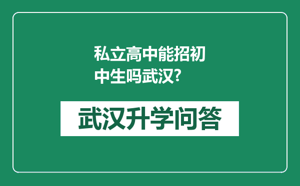 私立高中能招初中生吗武汉?