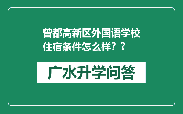 曾都高新区外国语学校住宿条件怎么样？?