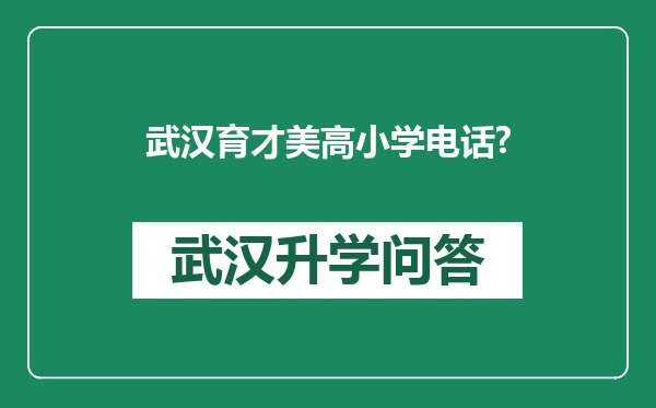 武汉育才美高小学电话?