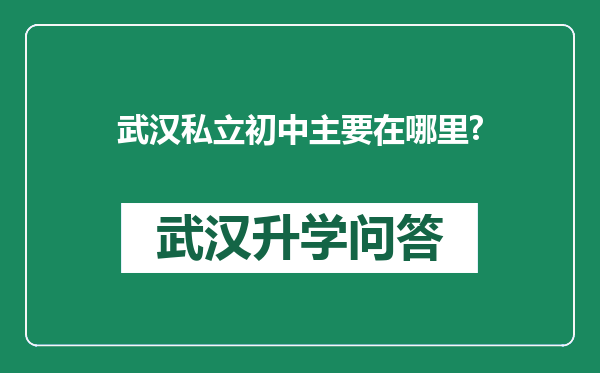 武汉私立初中主要在哪里?