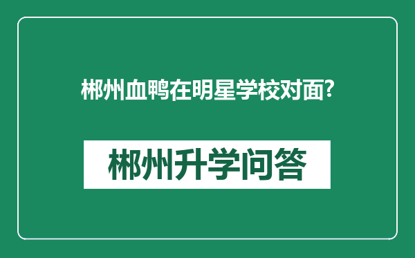 郴州血鸭在明星学校对面?