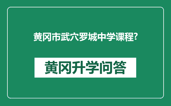 黄冈市武穴罗城中学课程?
