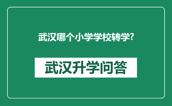 武汉哪个小学学校转学?