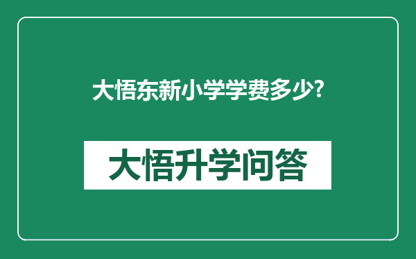 大悟东新小学学费多少?