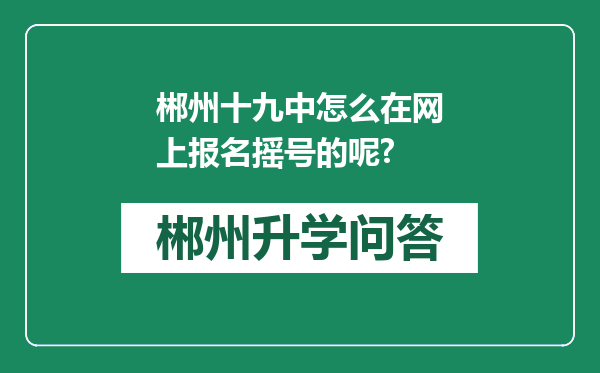 郴州十九中怎么在网上报名摇号的呢?