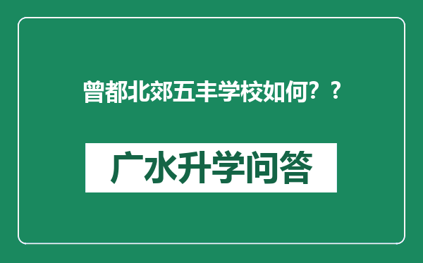 曾都北郊五丰学校如何？?