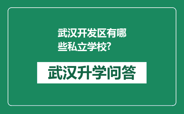 武汉开发区有哪些私立学校?