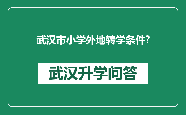 武汉市小学外地转学条件?