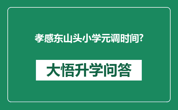 孝感东山头小学元调时间?